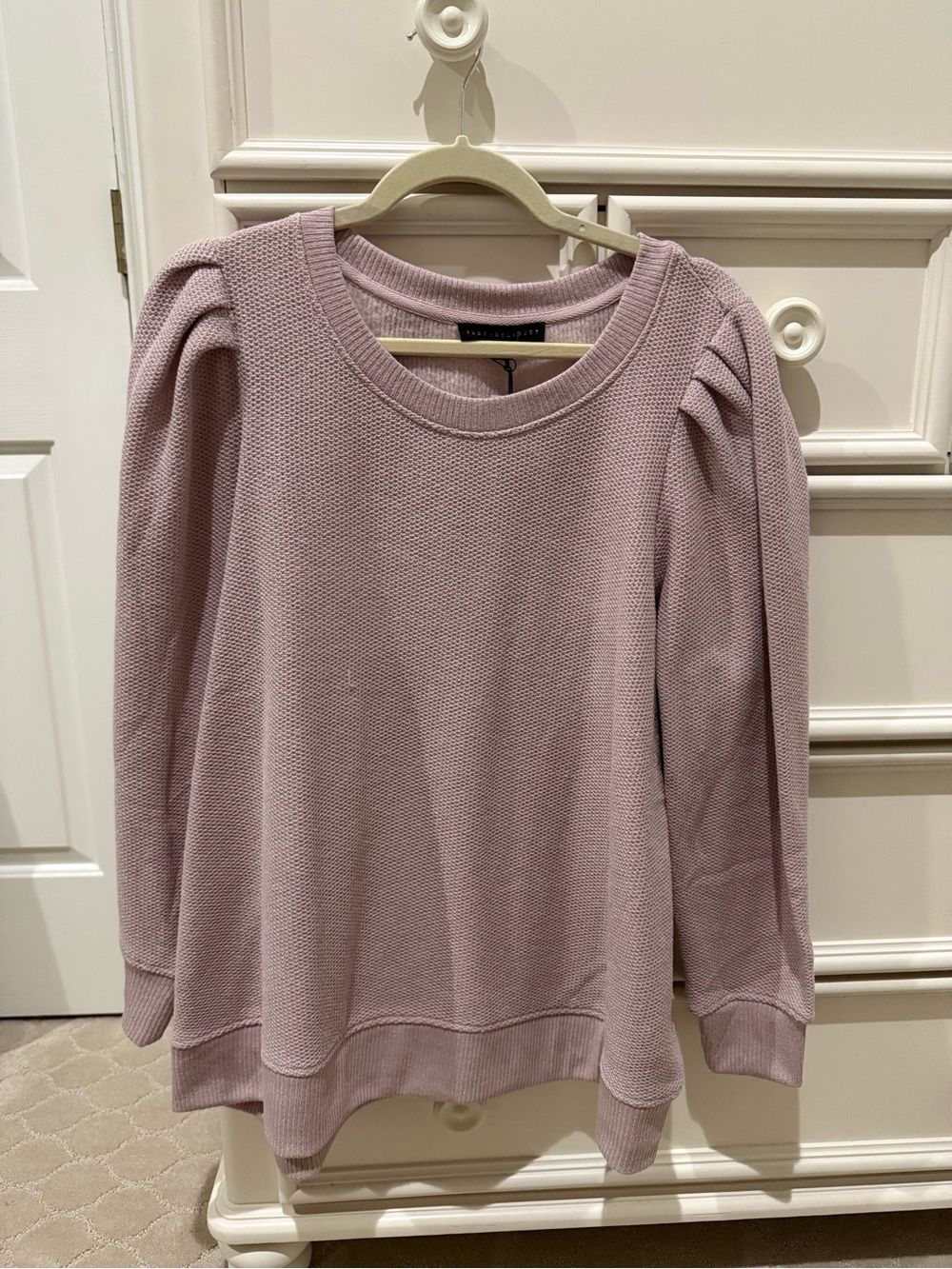 Jane and Delancey Lilac Puff-Sleeve Knit Sweatshirt